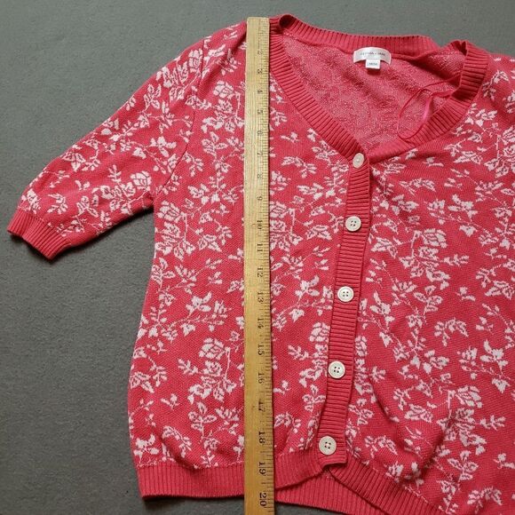 Gemma + Jane Floral Jacquard Elbow Sleeve Cardigan Sweater - Size Medium - Picture 8 of 9